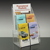 6-Pocket, 3-Tier Clear Acrylic Adjustable Brochure Rack