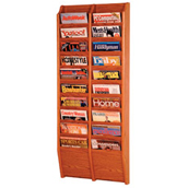 20-Pocket, Wall Mount Wood Literature Rack