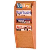 4-Pocket, Wall Mount Wood Literature Rack