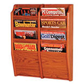 8-Pocket, Wall Mount Wood Literature Rack