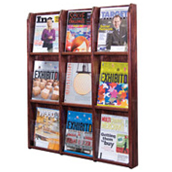 9-Pocket Wood Wall Magazine Rack with Acrylic Pockets