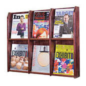 6 Pocket Wood Wall Magazine Rack with Acrylic Pockets/Divide