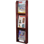 3 Pocket Wood Wall Magazine Rack with Acrylic Pockets/Divide