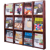 12-Pocket Wood Wall Magazine Rack with Acrylic Pockets