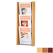 3 pocket Oak & Acrylic Wall Literature Dispenser