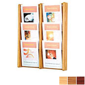 6 pocket Oak and Acrylic Wall Literature Dispenser