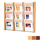 9 Pocket Oak & Acrylic Wall Literature Dispenser