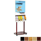 Rolling Acrylic & Oak Floor Poster Stand w/ 10Pkt Brochure Holder