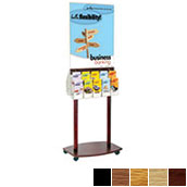 Rolling Acrylic & Oak 2-Sided Floor Poster Stand w/ 10Pkt Brochure Holders