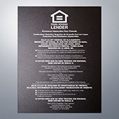 Equal Housing Lender (National Banks) SPANISH - 11w x 14h Acrylic