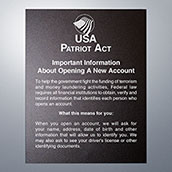 Patriot Act Sign with Flag (Important Information) - 11w x 14h Magnetic
