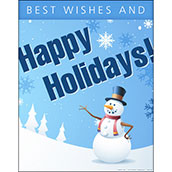 Best Wishes and Happy Holidays with Snowman Holiday Poster