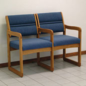 2-Seat Oak Reception Chair with Arms