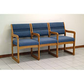 3-Seat Oak Reception Chair with Arms