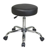 Chrome Finish Backless Stool with Black Vinyl Seat