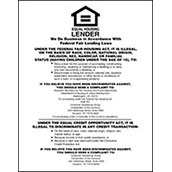 Equal Housing Lender (National Banks) - 11w x 14h Laser Print