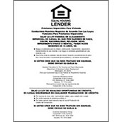 Equal Housing Lender (National Banks) SPANISH - 11w x 14h Laser Print