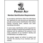 Patriot Act Sign with Flag (Member Identification) - 11w x 14h Laser Printed
