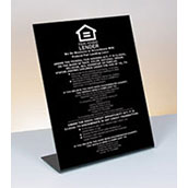 Equal Housing Lender (National Banks) - 11w x 14h Bent Acrylic