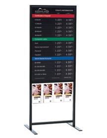 COMBO - Sturdy Black Floor Stand with 22w x 36 Rate Display & Lit Holder