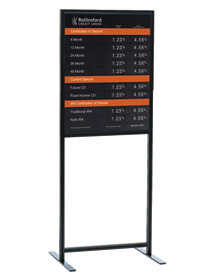 COMBO - Sturdy Black Floor Stand with 22w x 28h Rate Display