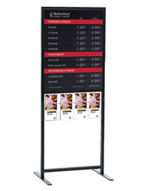 COMBO - Sturdy Black Floor Stand with 22w x 28h Rate Display & Lit Holder