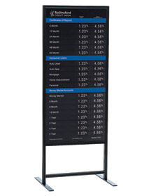 COMBO - Sturdy Black Floor Stand with 22w x 48h Rate Display