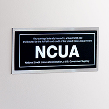 NCUA Wall Sign with Backplate