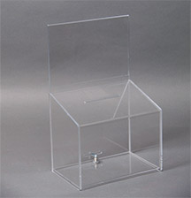 Locking Clear Acrylic Drop Box with Sign Holder