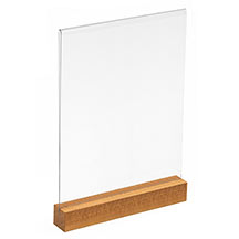 Acrylic Countertop Sign Holder with Wood Block Base - 8.5x11