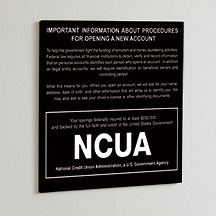Wall Acrylic Sign - Patriot Act with NCUA