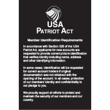 Wall Patriot Act Sign [Member Identification] - 6w x 9h