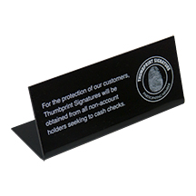 Thumbprint Signature Fraud Acrylic Counter Sign - 7x3