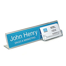 Acrylic Nameplate Holder with Business Card Pocket