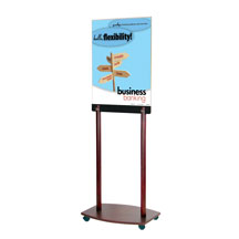 Rolling 22x28 Floor Poster Stand with Oak Base