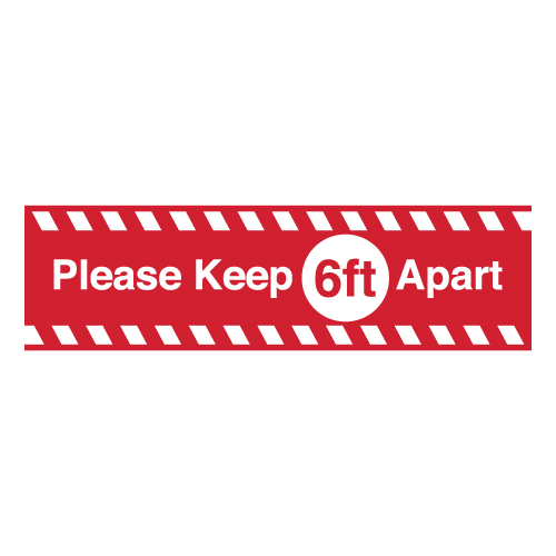 Stripe 'Keep 6ft Apart' Floor Decal - 12in