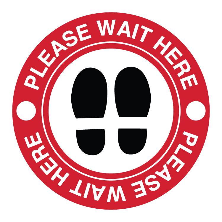'Wait Here' Circle Floor Decal - 12in