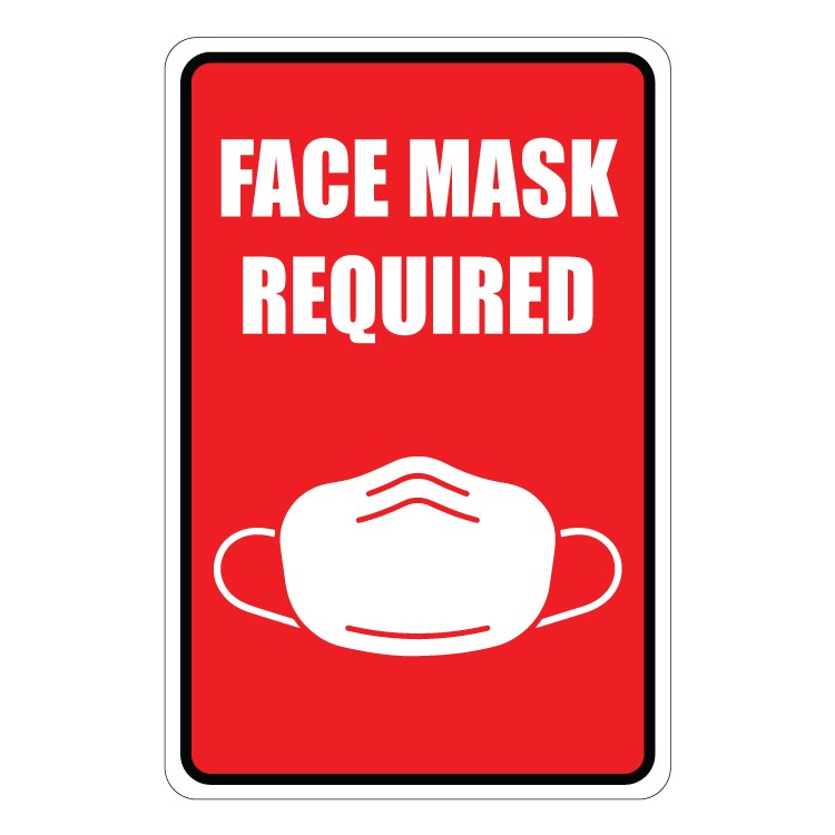 Face Mask Required Wall Sign - Red