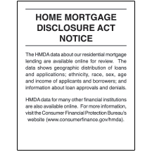 2018 Home Mortgage Disclosure Sign - 11x14 Photo Paper