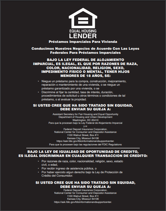 Equal Housing Lender - FDIC Banks (Spanish) - Black Acrylic