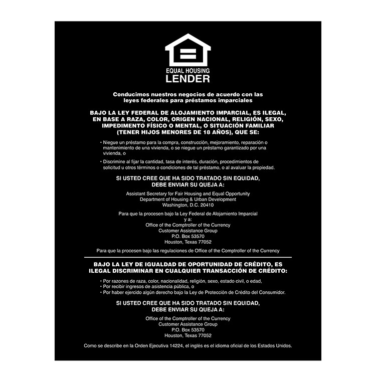 Equal Housing Lender - National Banks - Spanish