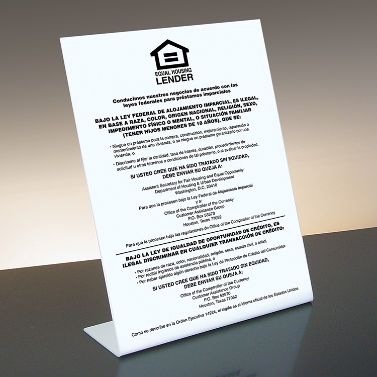 Equal Housing Lender - Countertop - New Address - National Banks - Spanish