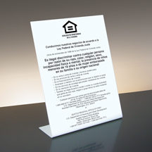 Equal Housing Opportunity (Spanish) - White Acrylic - Bent