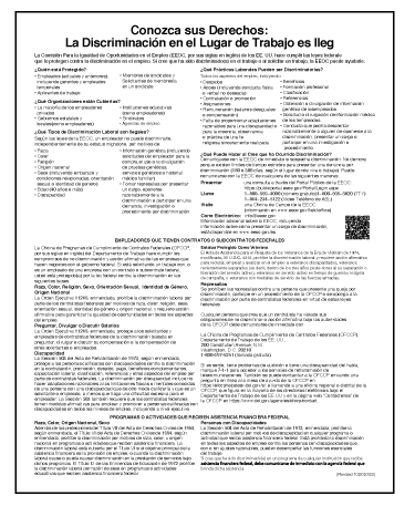 EEOC - Know Your Rights - Spanish - White Acrylic