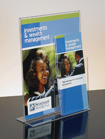 Straight Back Acrylic Sign Holder with Brochure Pocket