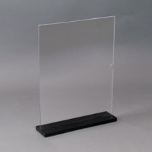 Acrylic Countertop Sign Holder with Wood Block Base - 4x6-Mfblouin