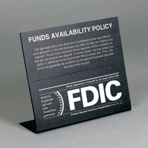 Magnetic Funds Availability Counter Sign with FDIC - Std Copy