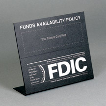 Custom Magnetic Countertop Funds Avail. Sign with FDIC logo