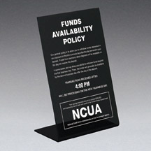 Funds Availability Sign with NCUA and Transaction Notice - Counter