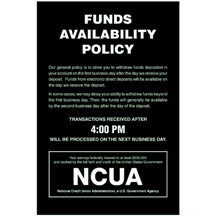 Funds Availability Sign with NCUA and Transaction Notice